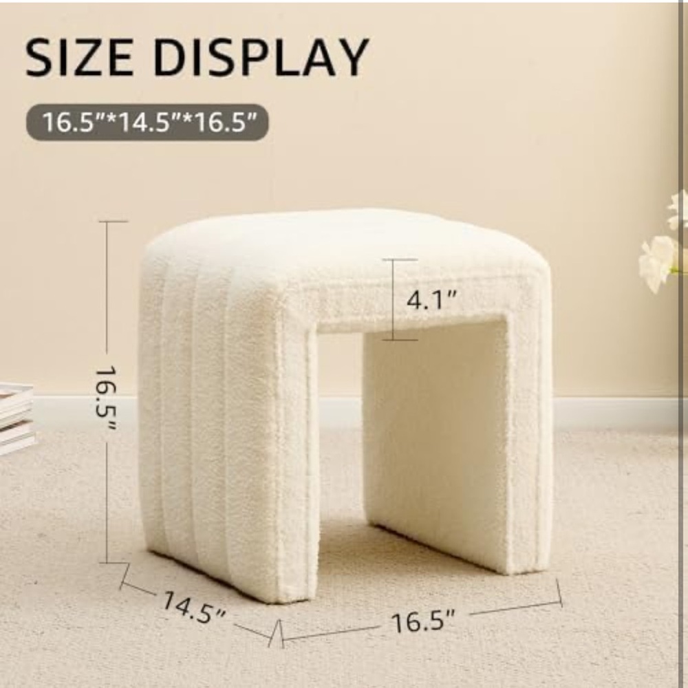 Modern Cream Upholstered Stool